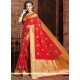 Peppy Red Weaving Work Traditional Saree