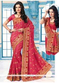 Outstanding Crepe Silk Patch Border Work Classic Saree