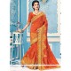 Stylish Orange Embroidered Work Designer Saree