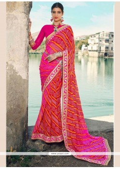 Blooming Faux Georgette Pink Shaded Saree