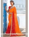 Dignified Print Work Faux Georgette Shaded Saree