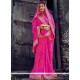 Best Hot Pink Patch Border Work Faux Georgette Printed Saree