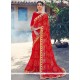 Competent Red Faux Georgette Printed Saree