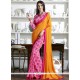 Latest Hot Pink And Mustard Print Work Fancy Fabric Printed Saree