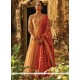Majestic Sequins Work Banarasi Silk Beige And Red Floor Length Anarkali Suit