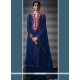 Piquant Embroidered Work Navy Blue Designer Palazzo Suit