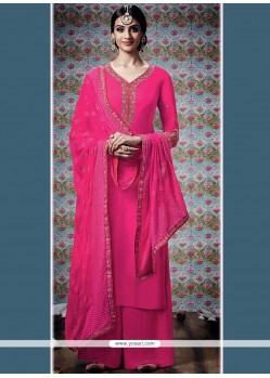 Ideal Faux Georgette Hot Pink Designer Palazzo Suit