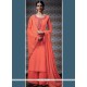 Mesmerizing Orange Embroidered Work Faux Georgette Designer Palazzo Suit