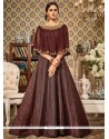 Ravishing Resham Work Brown Floor Length Anarkali Suit