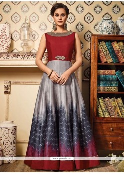 Fab Multi Colour Art Silk Floor Length Anarkali Suit
