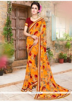 Aesthetic Faux Georgette Multi Colour Print Work Printed Saree