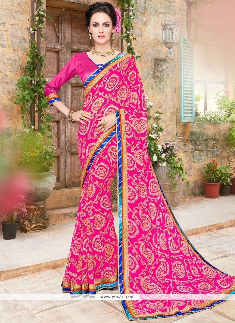 Buy Chic Faux Georgette Print Work Printed Saree | Casual Sarees