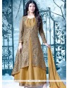 Ayesha Takia Lace Work Brown And Mustard Floor Length Designer Salwar Suit