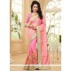 Epitome Pink Patch Border Work Faux Georgette Classic Saree