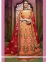 Resham Art Silk Lehenga Choli In Hot Pink And Orange