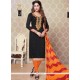 Perfect Black And Orange Embroidered Work Churidar Designer Suit