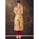 Zari Tafeta Silk Readymade Churidar Suit In Beige