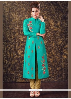 Gripping Sea Green Readymade Churidar Suit