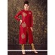 Energetic Art Silk Maroon Readymade Churidar Suit