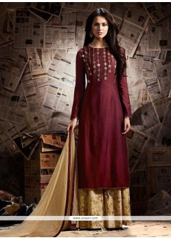 Adorable Cotton Satin Embroidered Work Designer Palazzo Suit