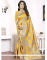 Woven Banarasi Silk Traditional Designer Saree In Yellow