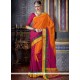 Vibrant Magenta And Orange Woven Work Tussar Silk Traditional Saree