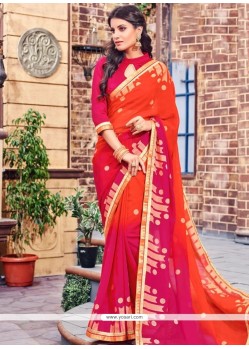 Titillating Brasso Lace Work Shaded Saree