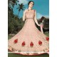 Refreshing Resham Work Pink Net Floor Length Anarkali Suit