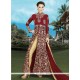 Exciting Maroon Embroidered Work Faux Georgette Designer Suit