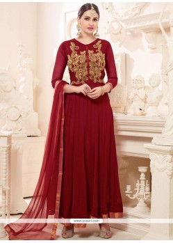 Invaluable Faux Georgette Embroidered Work Anarkali Suit