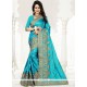 Sightly Art Silk Blue Zari Work Designer Traditional Saree