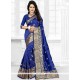 Impeccable Blue Embroidered Work Art Silk Traditional Designer Saree