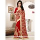 Lively Faux Georgette Red Patch Border Work Classic Designer Saree