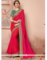 Refreshing Patch Border Work Hot Pink Traditional Saree