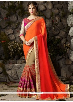 Customary Faux Georgette Patch Border Work Classic Saree