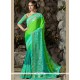 Dignified Blue And Green Resham Work Chiffon Satin Shaded Saree