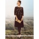 Voluptuous Brown Embroidered Work Party Wear Kurti