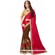 Embroidered Fancy Fabric Half N Half Saree In Brown And Red