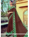 Delightsome Faux Georgette Brown Printed Saree