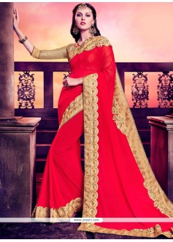 Engrossing Patch Border Work Faux Georgette Classic Designer Saree