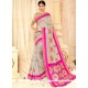 Glowing Tussar Silk Grey And Pink Weaving Work Traditional Designer Saree