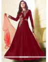 Imperial Embroidered Work Red Floor Length Anarkali Suit