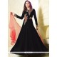 Exceptional Faux Georgette Black Floor Length Anarkali Suit