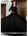 Floral Art Silk Black Floor Length Anarkali Suit