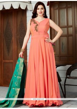 Ideal Orange Floor Length Anarkali Suit