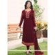 Ayesha Takia Maroon Faux Georgette Churidar Designer Suit