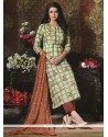 Imperial Green Print Work Cotton Pant Style Suit