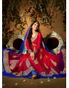 Red And Blue Net Anarkali Suit