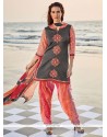 Angelic Embroidered Work Grey And Rose Pink Readymade Suit
