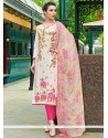 Sunshine Cotton Pink And White Digital Print Work Pant Style Suit